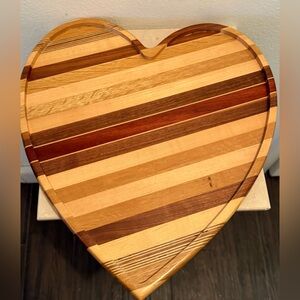 David Levy crafted & signed heart shaped, hard wood cutting board and tray.